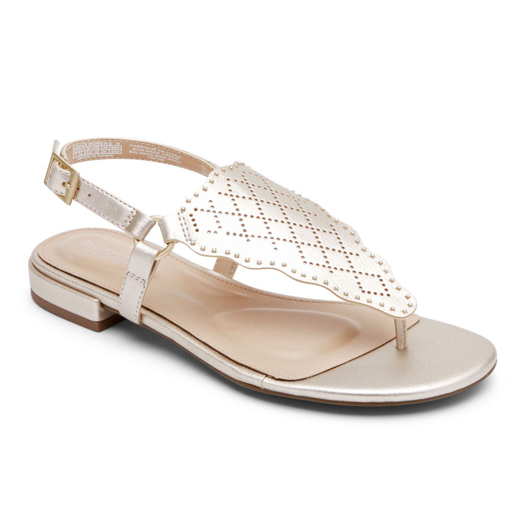 Rockport Womens Total Motion Zosia Perforated - Thongs Gold - UOB736125